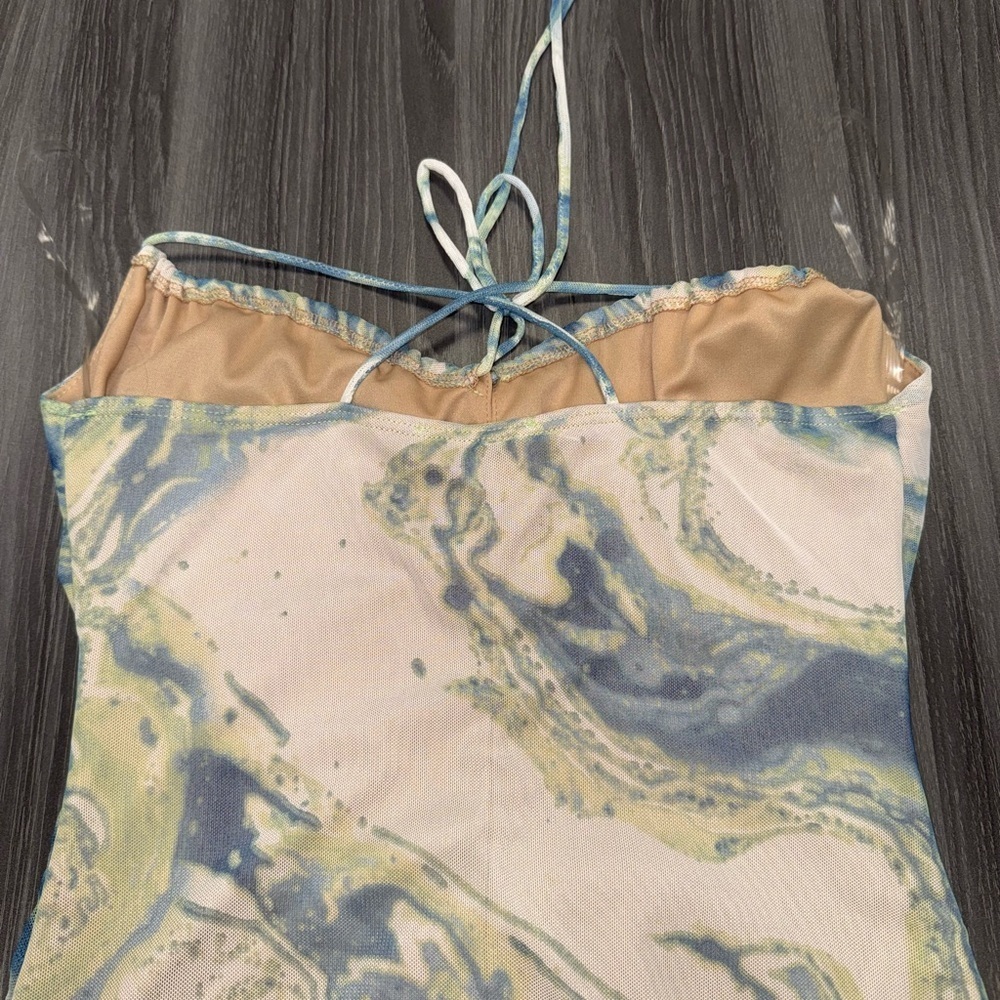 Blue Blush Mini Dress Women’s Size Medium Criss Cross Tie Back - Picture 5 of 8